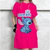 Summer Women's Home Nightgown with Slight Elasticity Women's Dress Plus Size Disney Stitch Print Dress Breathable and Comfortabl