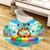 1pc Garfield At the Beach with Inflatable Ring. Round Carpet, Made of Polyester,Perfect for Decorating Office Chairs, Living Rooms Fplt766