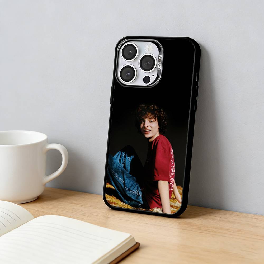 Finn Wolfhard Stranger Telefoonhoesje Voor iPhone 17,16,15,14,13,12,11 Plus,Pro Max,XS,Gekleurde Zilverkleurig Binnenhoes