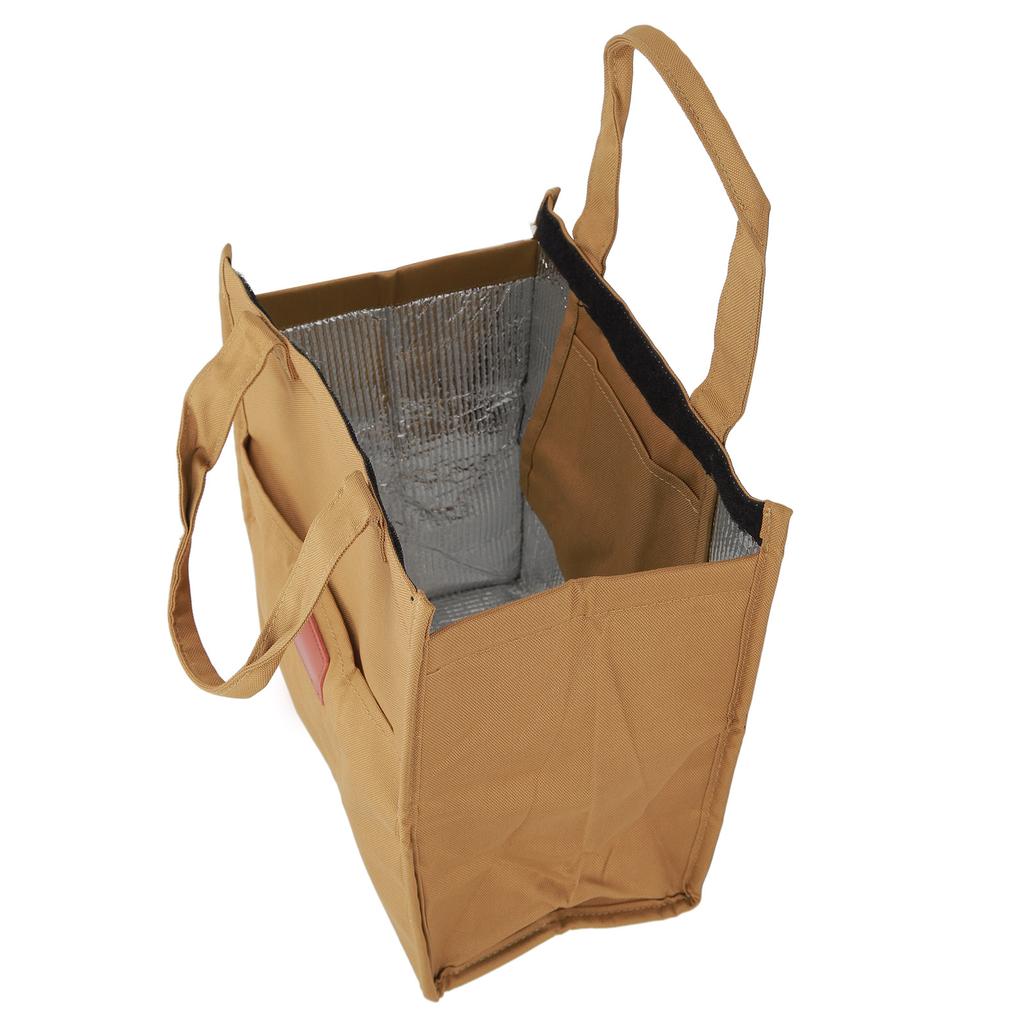 Waterproof Lunch Insulation Bag Portable Thickened Aluminum Film Bento Bag for Travel Work School Picnic Khaki
