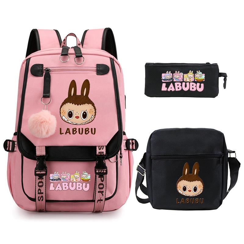Cartoon Printed Children's Backpack Large Capacity Campus Trend Student Schoolbag Three-piece Set