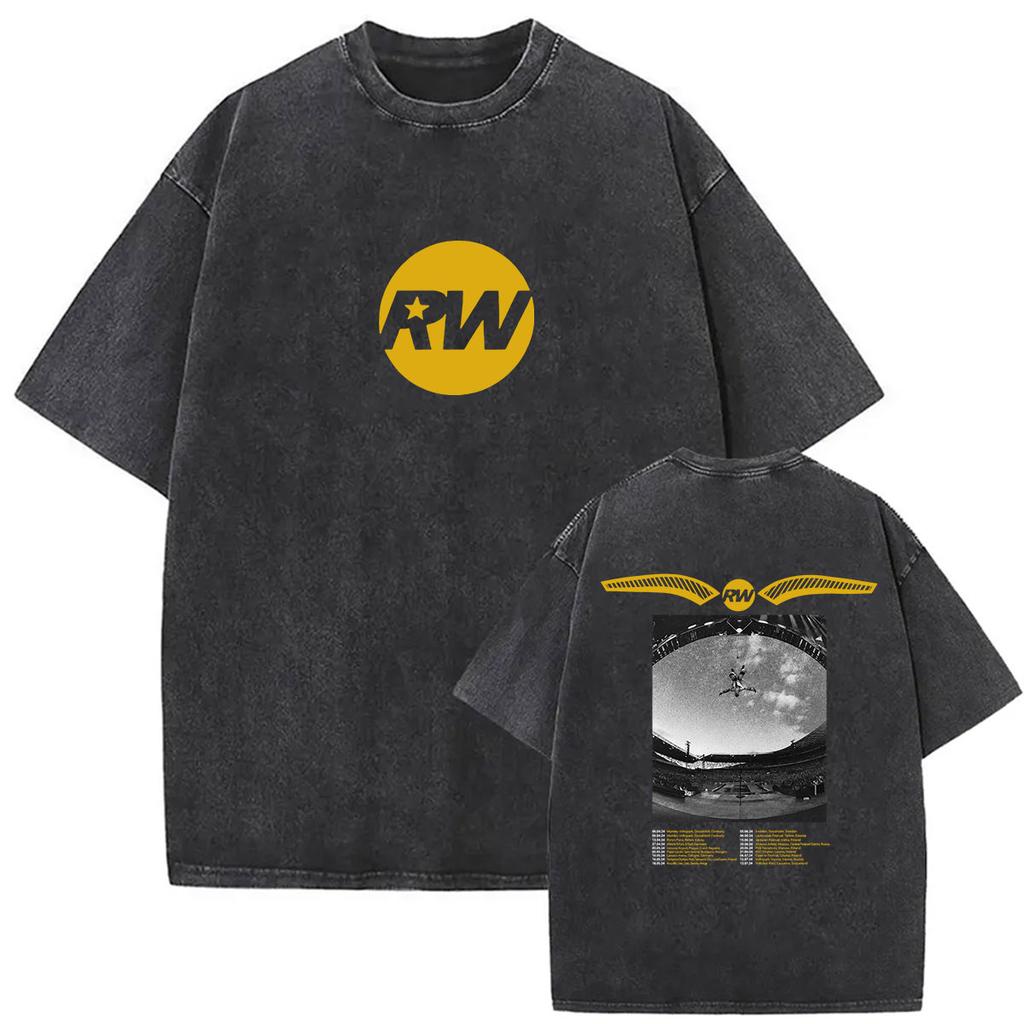 Vintage Washed Robbie Williams BRITPOP Tour 2026 Double Sided T Shirt Men's Women Clothing Fashion High Quality Cotton T-shirts