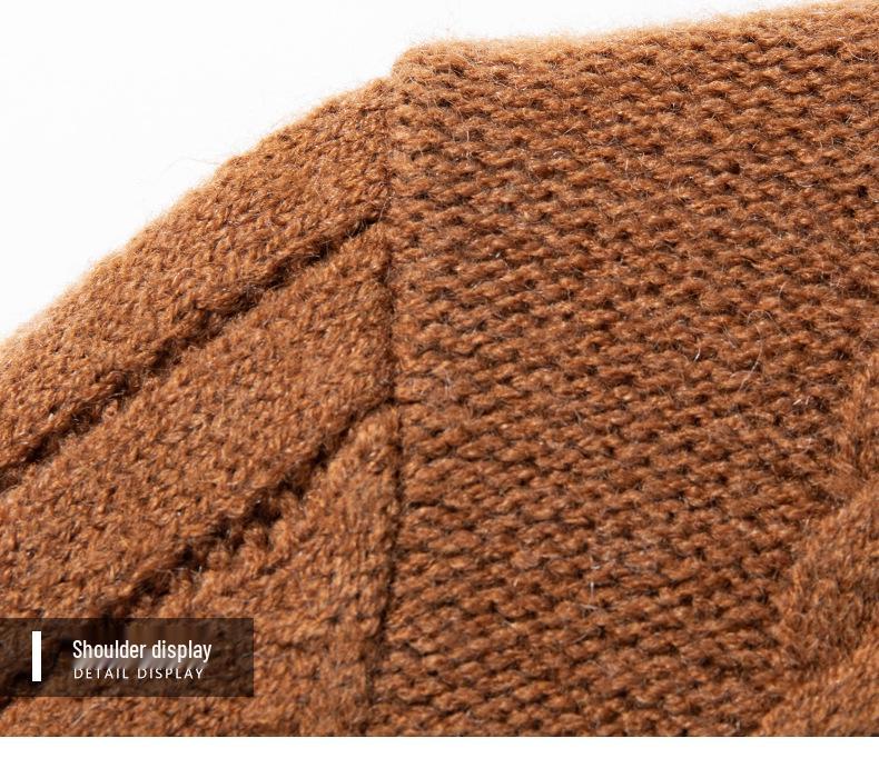 Winter Men's Wool Blend Jacquard Sweater: Thickened Long Sleeve, Half-High Collar, Fashion Casual for All Ages