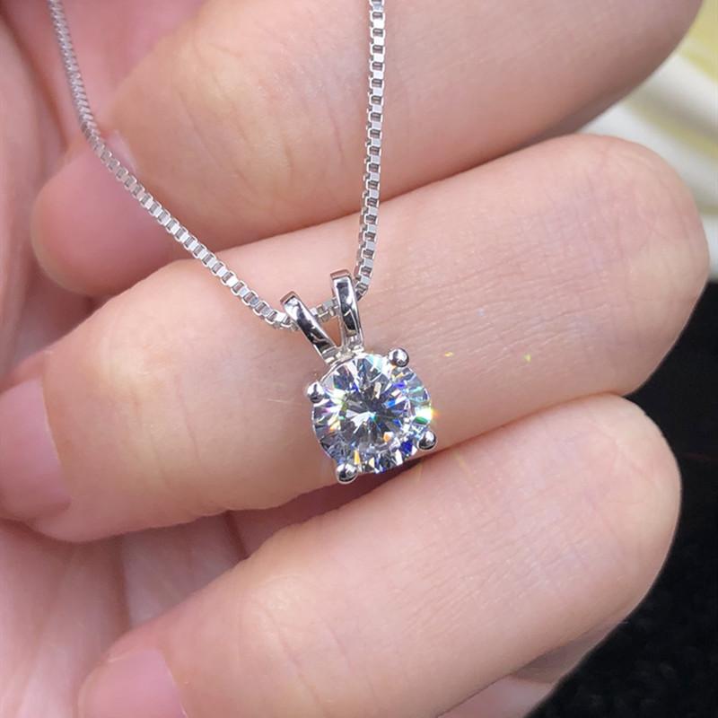 CC Pendant Necklaces For Women White Cubic Zirconia Round Simple Bridal Wedding Engagement Jewelry Fashion Accessory CCN002