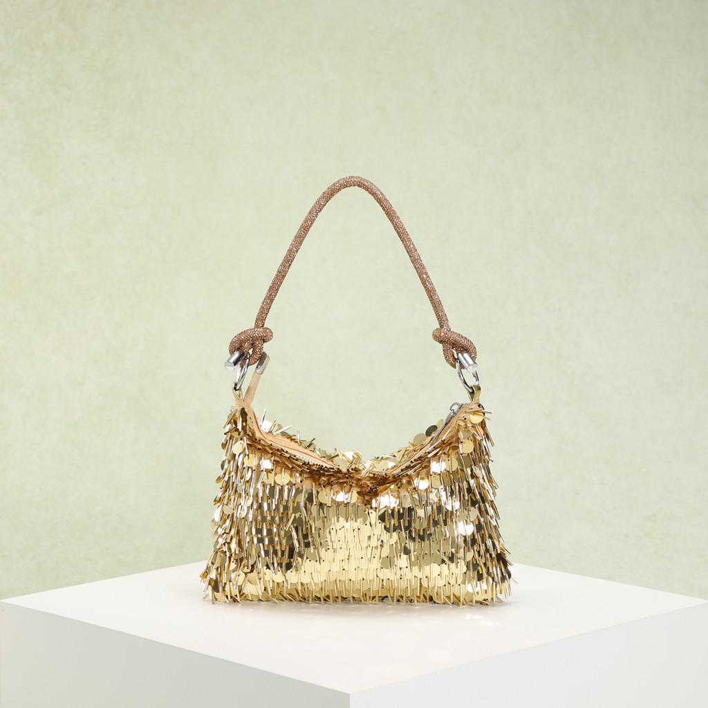 Pvc Silver Clutch Bag With Sequin Design For Evening Parties