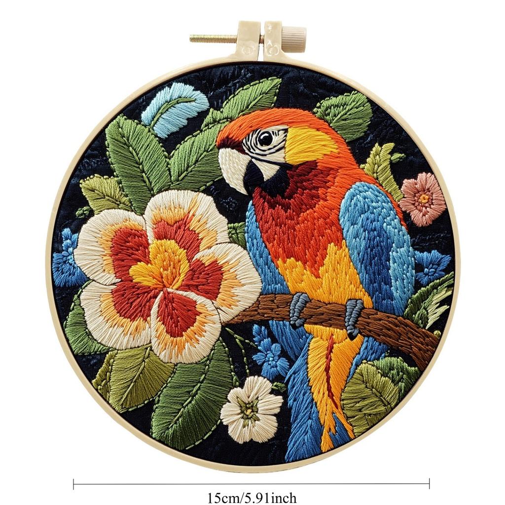 1Pc Parrot DIY Embroidery Handmade Fabric Material Kit, Suitable for Embroidery Hobby Beginners