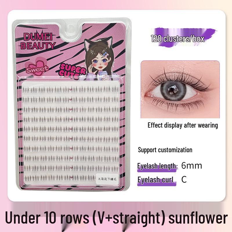 10-Row Autumn Leaf & Sunflower Faux Eyelashes - Flat, Glue-Free