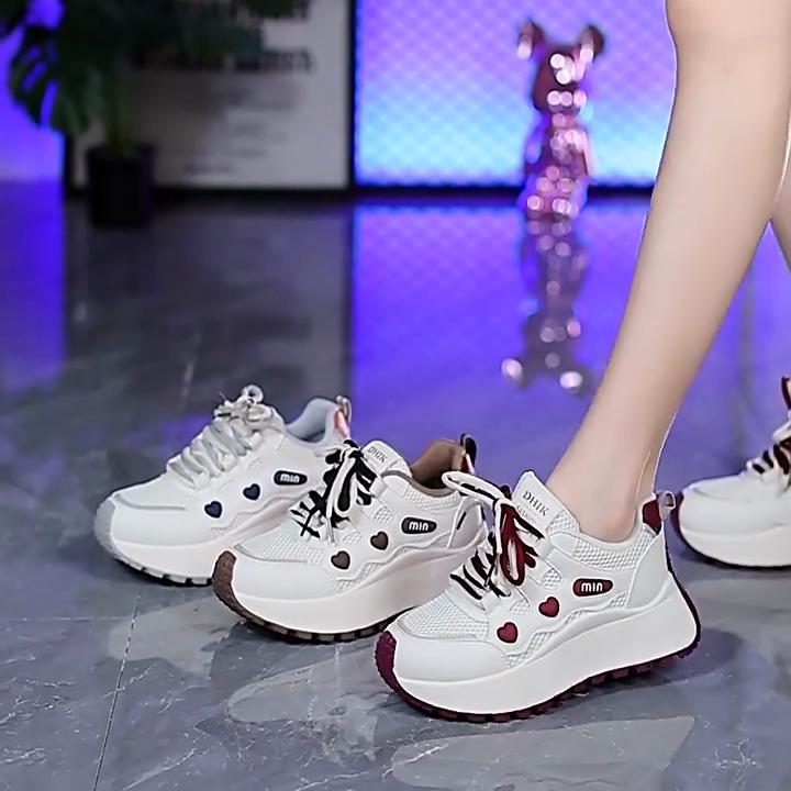 Summer All-match Sports Shoes New Style Women's Shoes Breathable Deodorant Mesh Casual Shoes Ladies Thick Bottom Non-slip Running Shoes