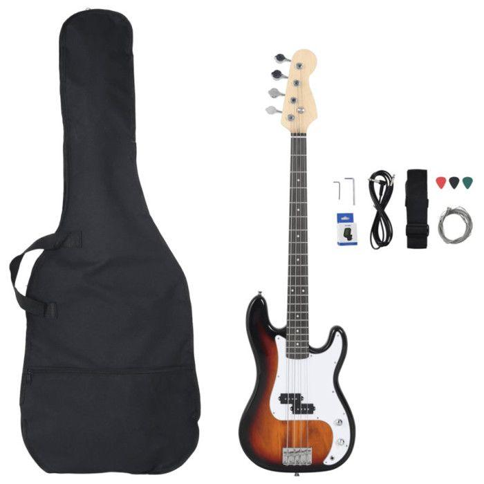 Guitare basse électrique de débutants sac brun et blanc 4 4 46
