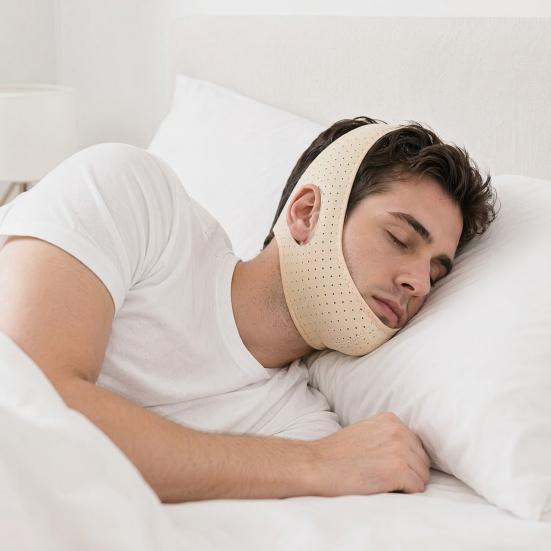 Anti-Schnarch-Kinnband für Männer Frauen, Hält den Mund geschlossen, Verstellbares atmungsaktives Anti-Schnarch-Kieferband, Schlafendes Anti-Schnarch-Gerät