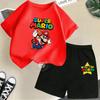 2025 Hipster Teen Sommer T-Shirts+Shorts zweiteilig Kinder Kurzarm T-Shirt + Shorts Super Mario Print Jungen Mädchen Street Fashion Set