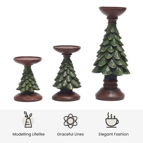 Svícnky na vánoční stromek Vintage pryskyřičná figurka vánočního stromku Stojan na sloupové svíčky pro domácí krbovou římsu Dekorace krbu