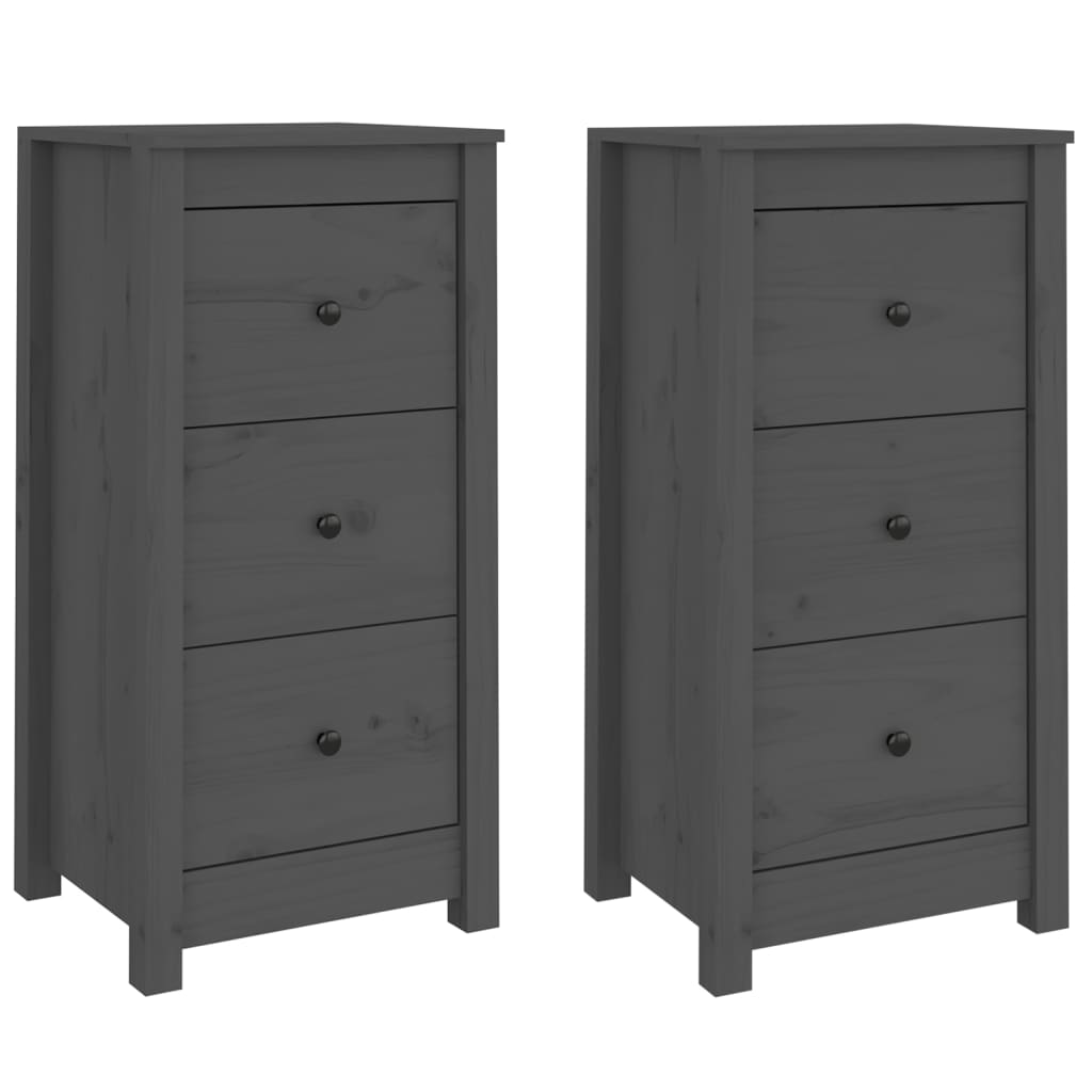 Vidaxl Cabinets, 2 Pcs, Grey 40X35X80 Cm, Solid Pine Wood