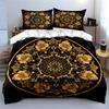 Golden Floral Mandala Home Decoration Soft Comfortable Duvet Cover Bedding Set Included 1*Duvet Cover & 2*Pillowcases, Gift
