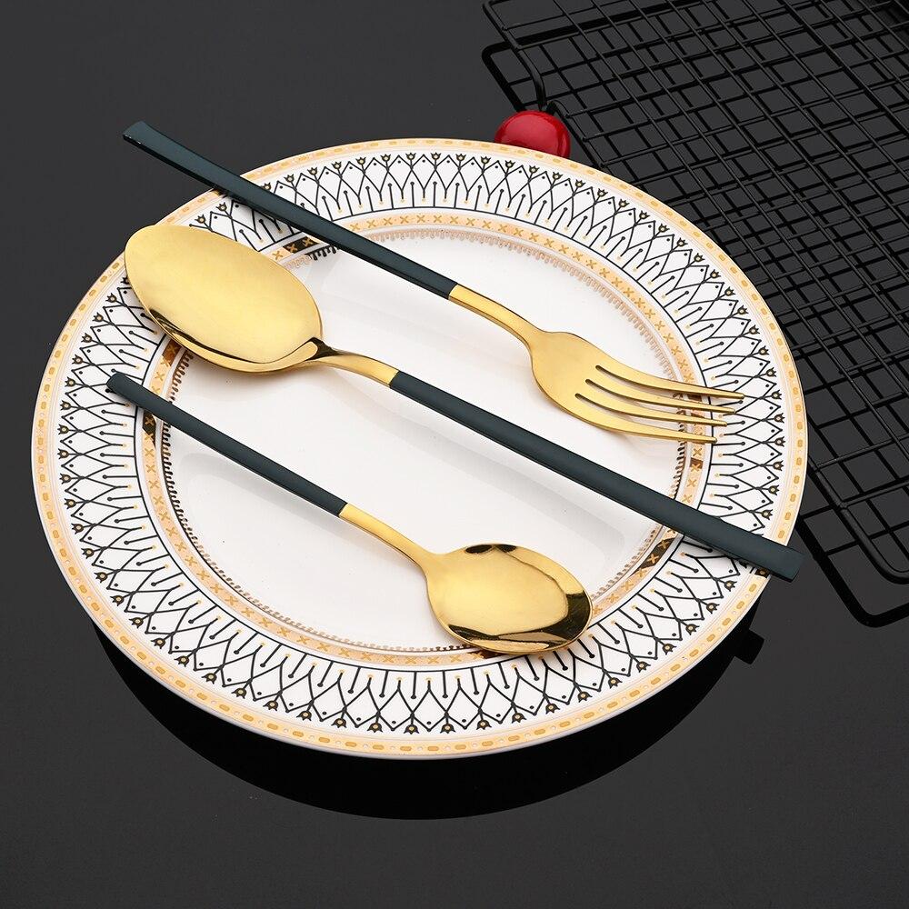 Gold Dinnerware Set Luxury Cutlery Stailess Steel Set 24Pcs Tableware Knives Forks Dining Dinner Set Western Food Restaurant