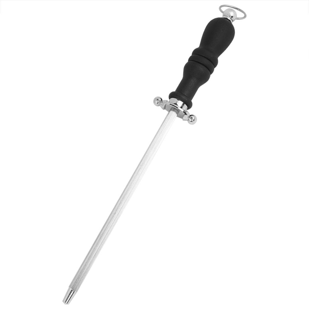 Stainless Steel Knife Sharpening Rod Silver and Black Honing Steel Rod Home Kitchen