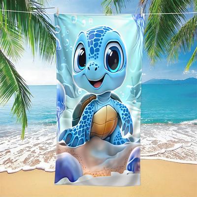 1 Piece Cute Little Turtle Beach Towel-Soft Quick-drying Microfiber with Whimsical Cartoon Design, Perfect for Ocean Ambiance