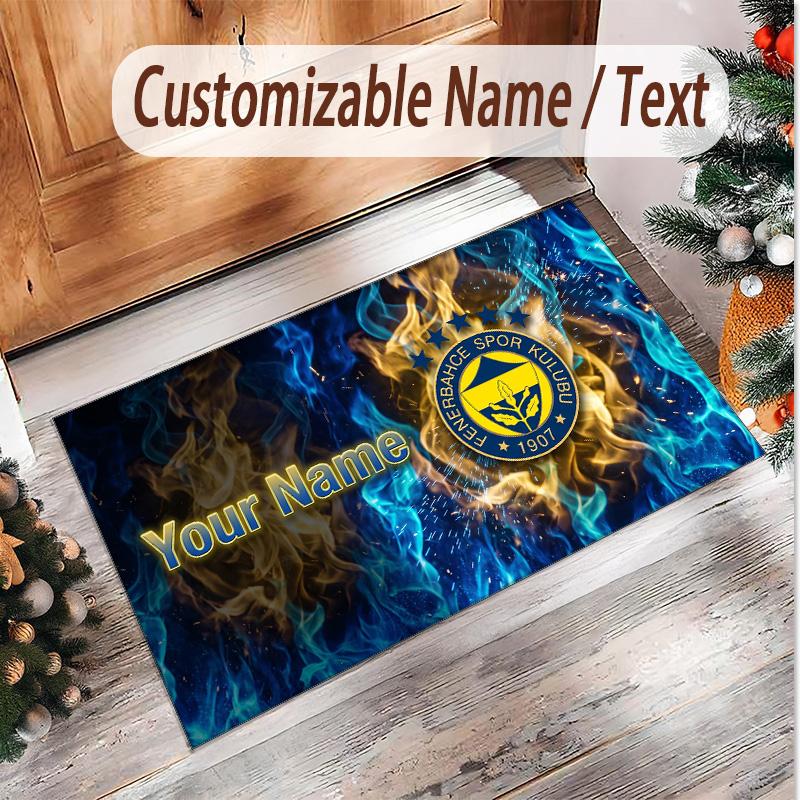 Personalized Crystal Velvet Carpet Fenerbahçe FC Pattern Non Slip Floor Rug