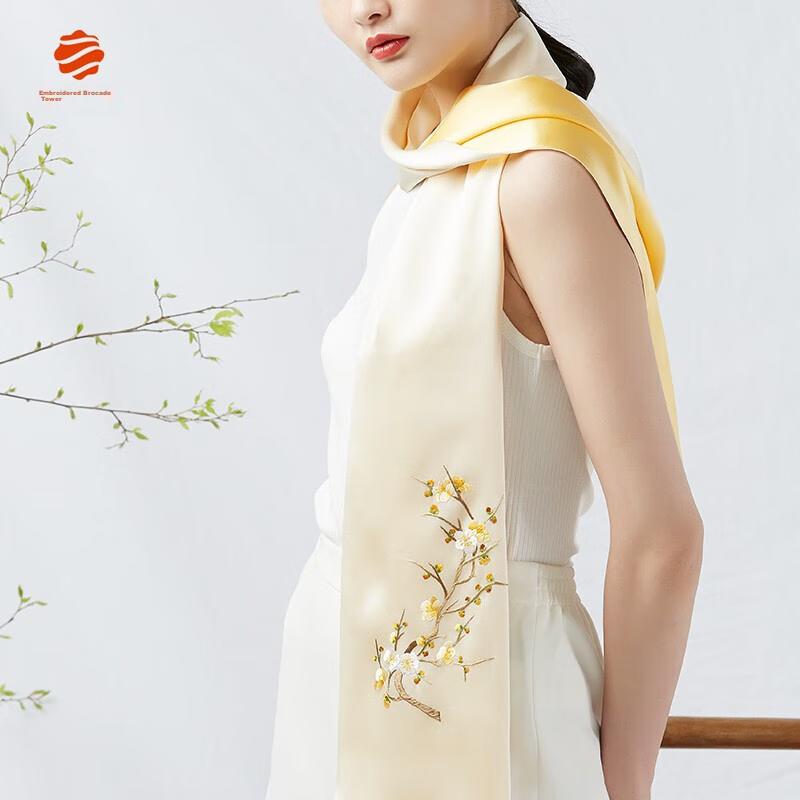 Silk Scarf for Women, Mulberry Silk Suzhou Handmade Embroidery Scarf, Gift, Suzhou Embroidery Silk Wrap, Small Shawl Gift Box Set