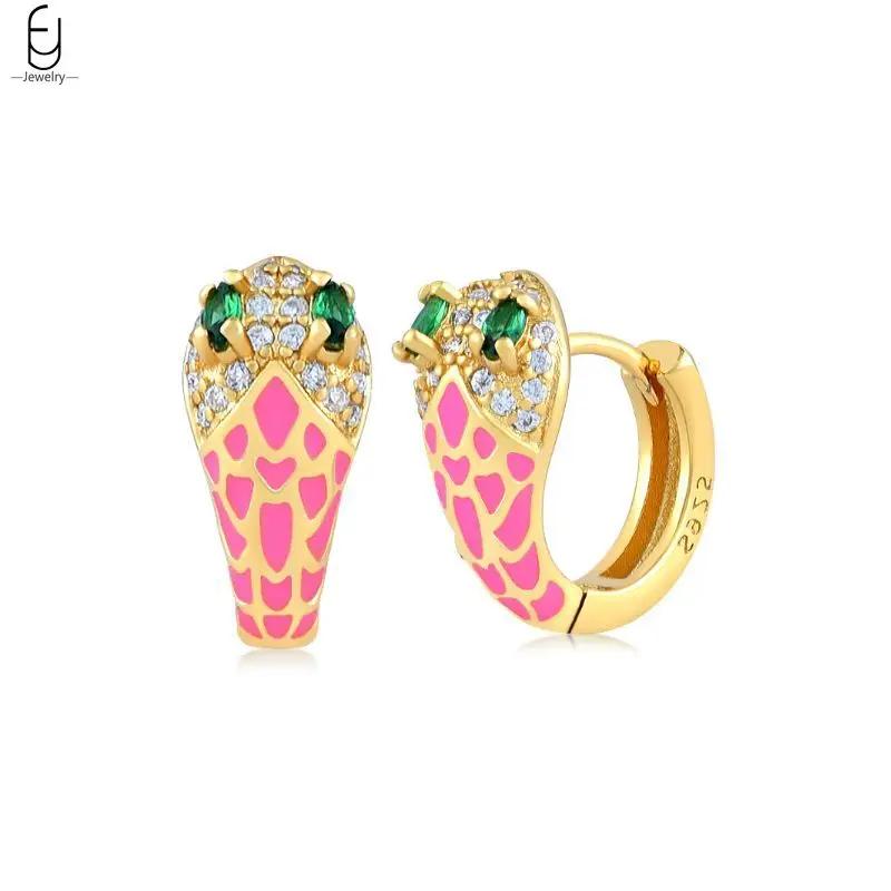 925 Silver Needle Vintage Snake Earrings Women Gold Round Ear Clips Punk Style Fashion Hoop Earrings Women Jewelry