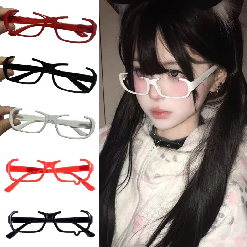 Y2K Crying Tears Half Frame Glasses For Men Women Spice Girl Anime Cosplay Hip Hop Funny Retro Eyeglass Subculture Accessory