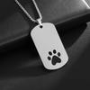 Stainless Steel Dog Paw Glossy Square Pendant Necklace Men's Fashion Casual Hip Hop Trendy Jewelry
