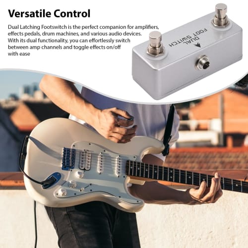 Daconovo Dual Footswitch, Amp Channel Footswitch with Locking Function, Aluminum Alloy, 6.35mm Stereo Output, Latching Footswitch Pedal for Amplifiers