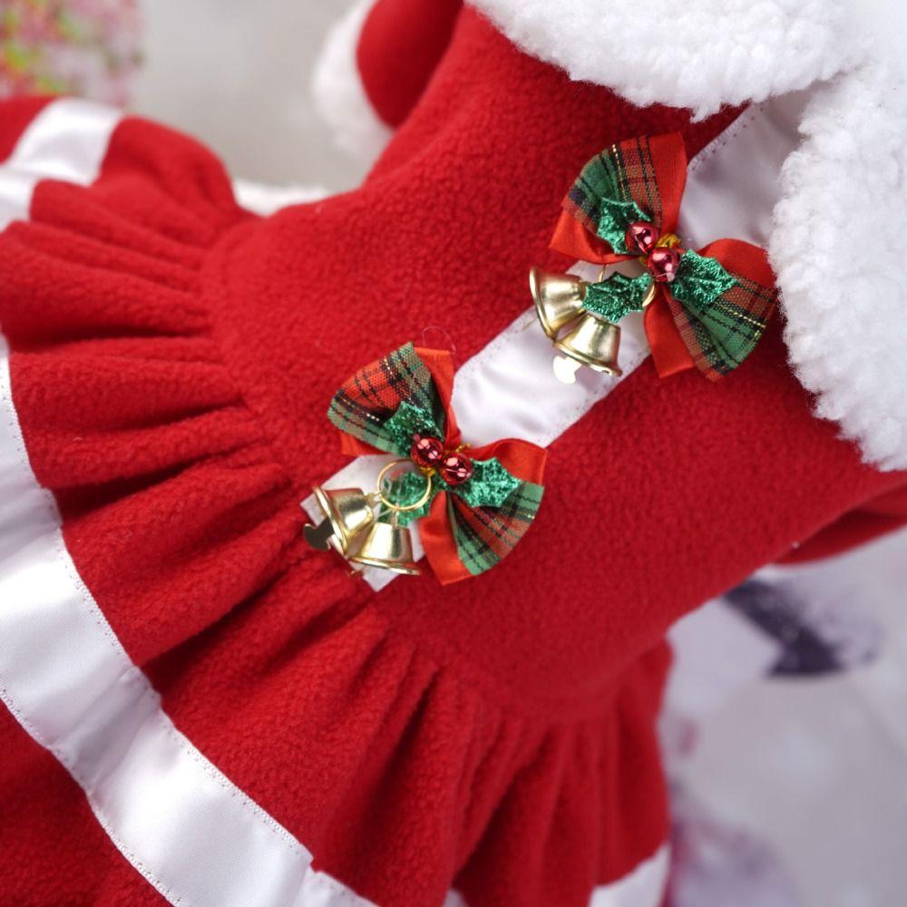 Soft Dog Winter Clothes Breathable Cats Christmas Dress Pet Outfit Santa Claus Dog Skirt  Xmas