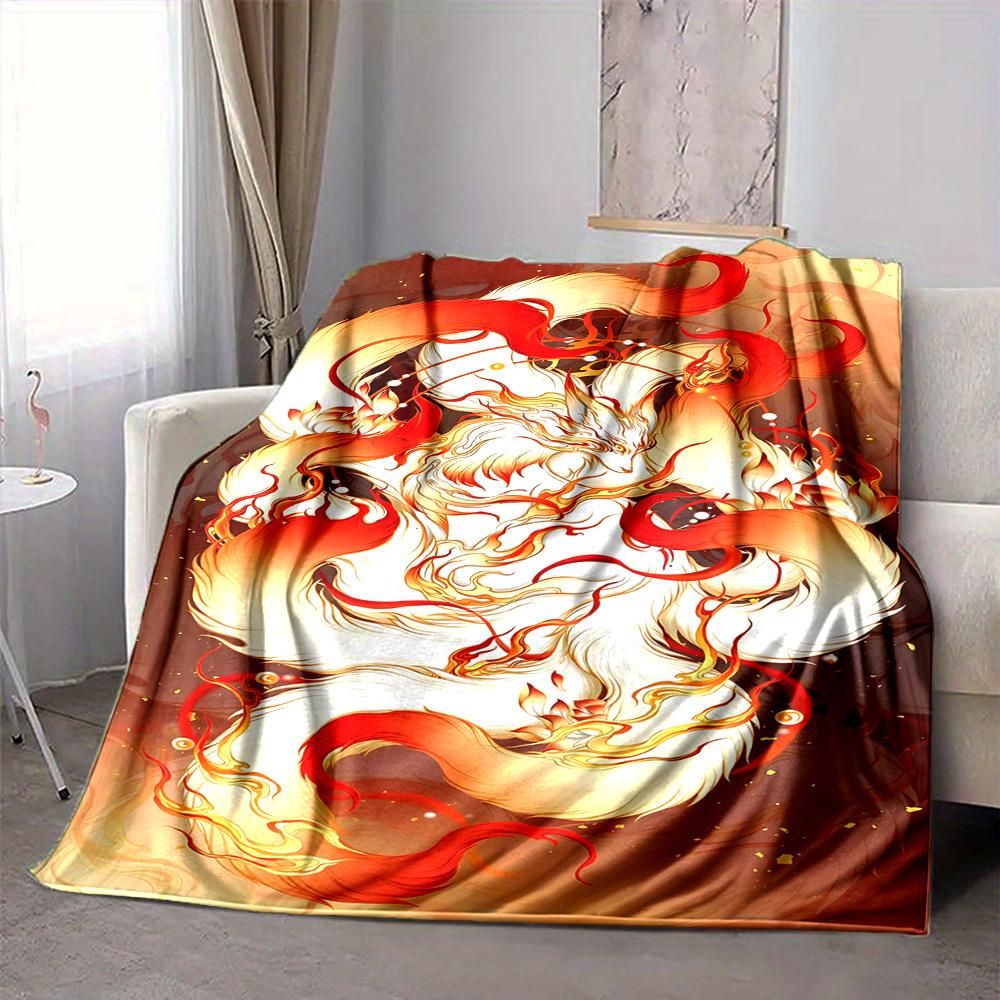 1PC Phoenix Feather Print Blanket, Soft Throw Blanket - Warm & Cozy for Couch, Bed, Office, and Travel yy250912217