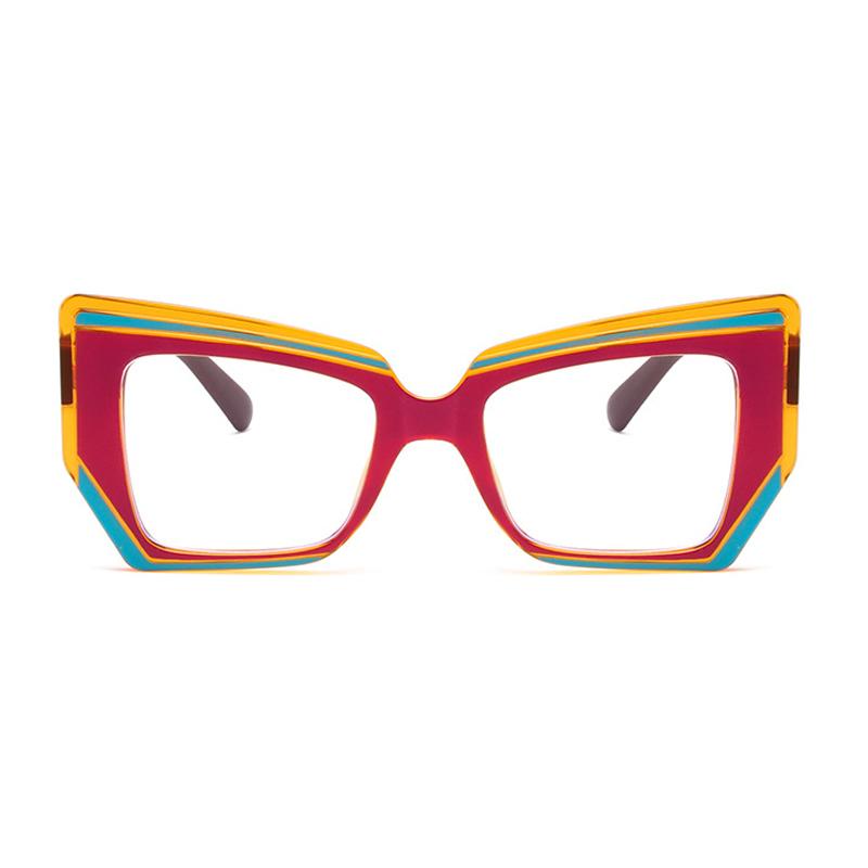 SHAUNA Ins Populärt mode Polygon Cat Eye Flerfärgad glasögonbåge Kvinnor Clear Anti-Blue Light Glasögon Optisk herrbåge