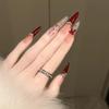 Ankela Cat Eye French Red Nail Art with Polka Dots - High-Class Whitening & Blazing Sparkle