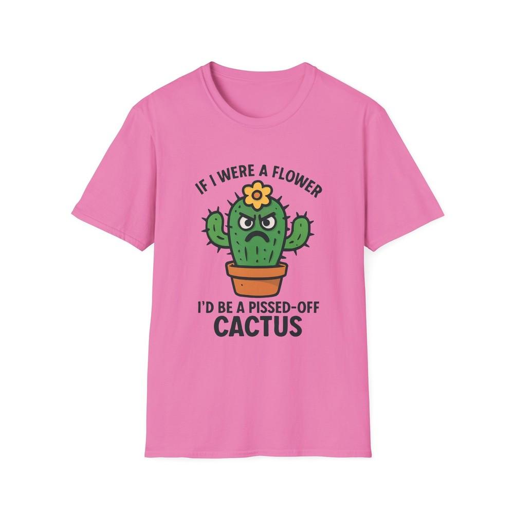 

Unisex Softstyle T-Shirt Angry Cactus Funny Flower Quote Cartoon Humor Tee S