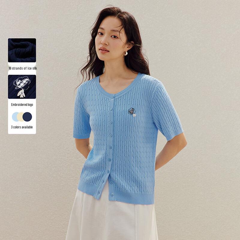 INMAN Women s French Cable Knit Embroidered Cardigan M