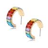 Vibrant Glass Gem Stud Earrings With Modern Geometric Shapes For Daily Wear