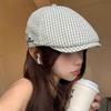 Korean Sweet Plaid Beret Hat for Women Letter Embroidery Sunshade Painter Artist Forward Cap Girls Fashion Outdoor Hat