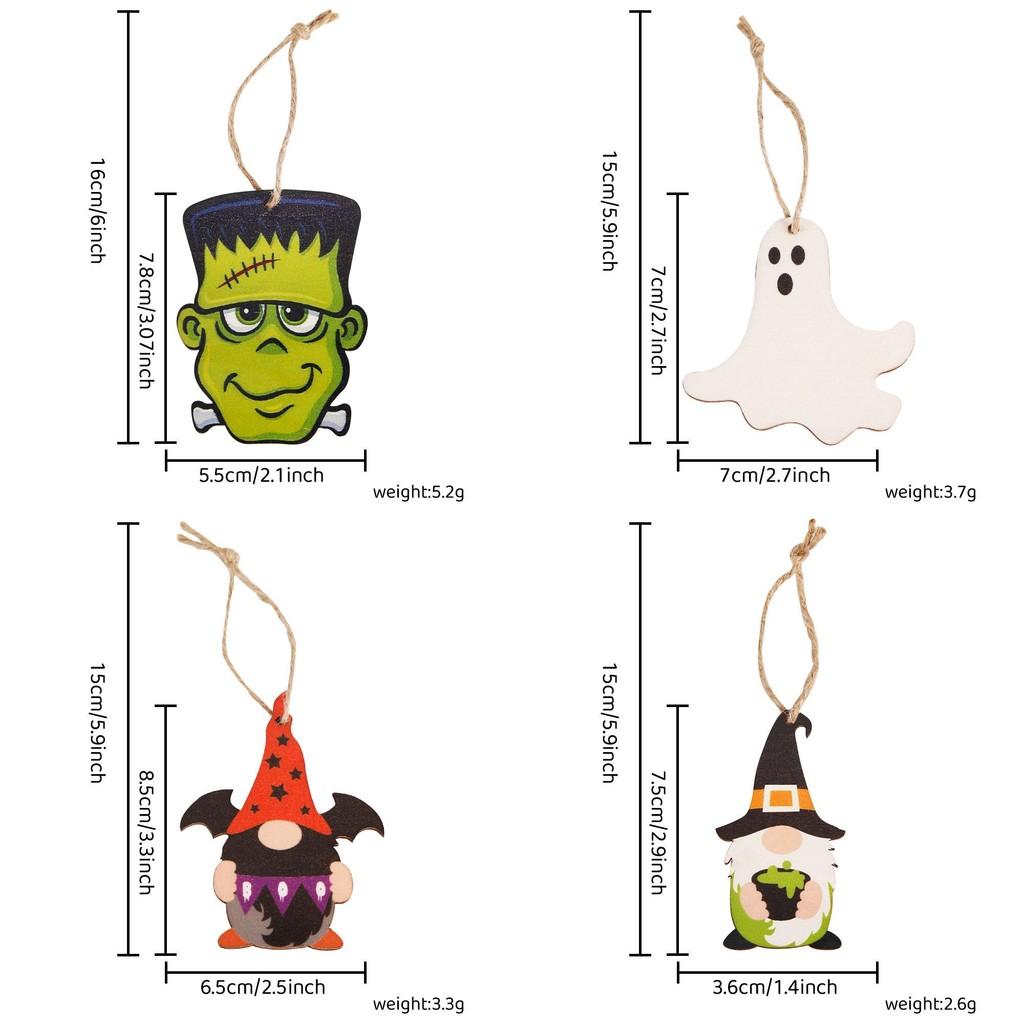Wooden Halloween Unique Ghost Pumpkin Hanging Ornaments Perfect For Spooky Decor Party