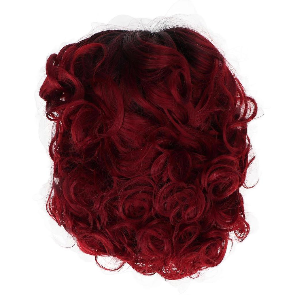 Parrucca Corta Riccia Colore Rosso Vino da Donna Colore Degradé Regolabile Comoda per la Festa