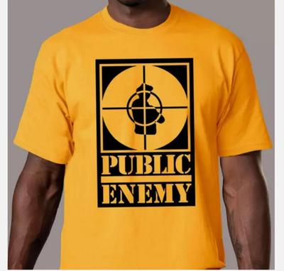 Public Enemy - Rebirth of a Nation Grande Logo Oro Tutte le Taglie Unisex 100% Cotone Maglietta Uomo Top