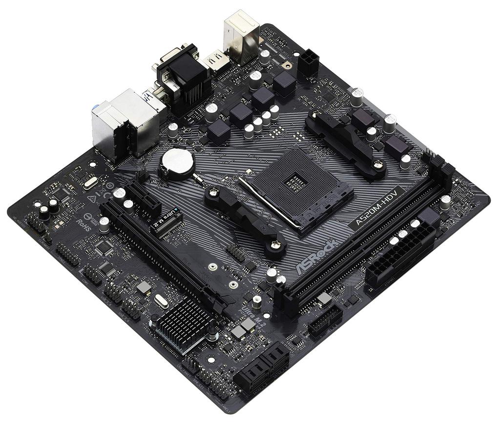 ASRock A520M-HDV Micro ATX Motherboard with A520 Chipset, Compatible with AMD Ryzen 30004000 Series (Socket AM4) [Authorized Domestic Distributor
