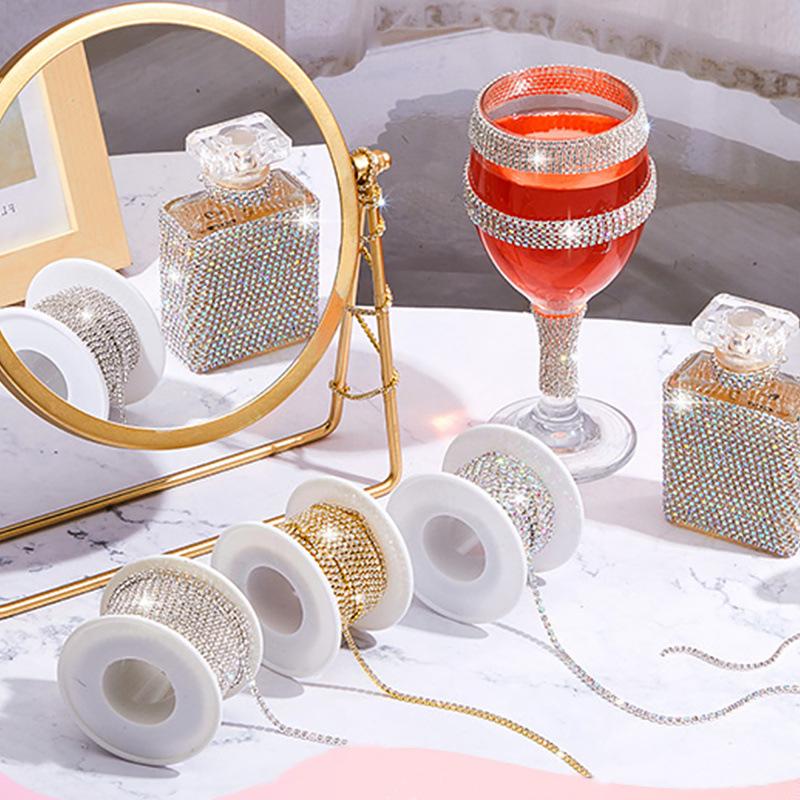 Colorful Rhinestone Claw Chain for Phone Cases, Nail Art, Apparel, & Wedding Dress Accessories