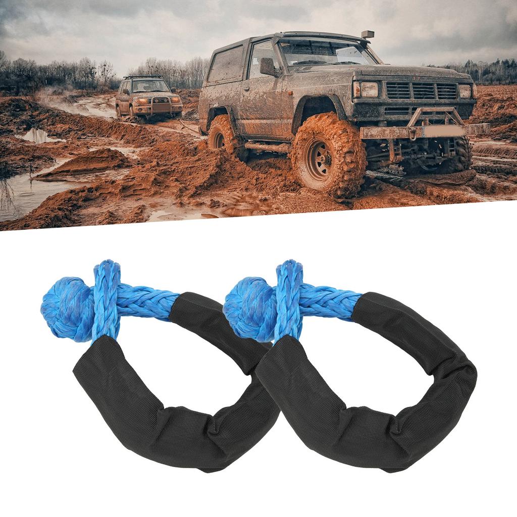 2 Pcs 13mm Soft Shackle 44092 Lbs Breaking Force High Tear Resistance Portable Soft Recovery Tow Strap for Truck SUVs Offroad Vehicels