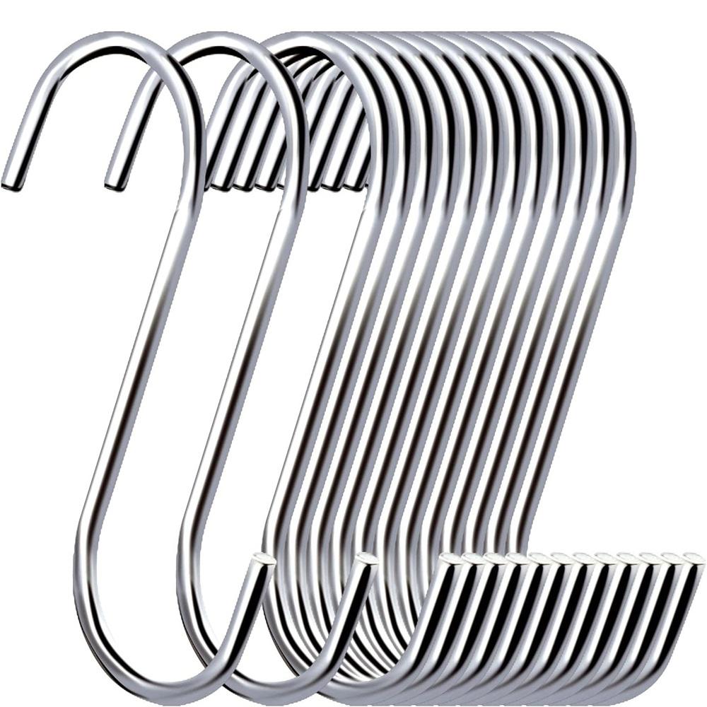 Kraftiga krokar Stål S-formad krok Hängande kastruller Grytor Växter Väskor Handdukar Kökskrokar Hängare Hemförvaringshållare Organisation