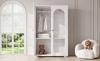 2-Door Wardrobe, Bedroom Storage Cabinet, Children's Wardrobe, with Clothes Rail, Acrylic Transparent Doors, Ceramic Handles, White, 80×50×120 Cm