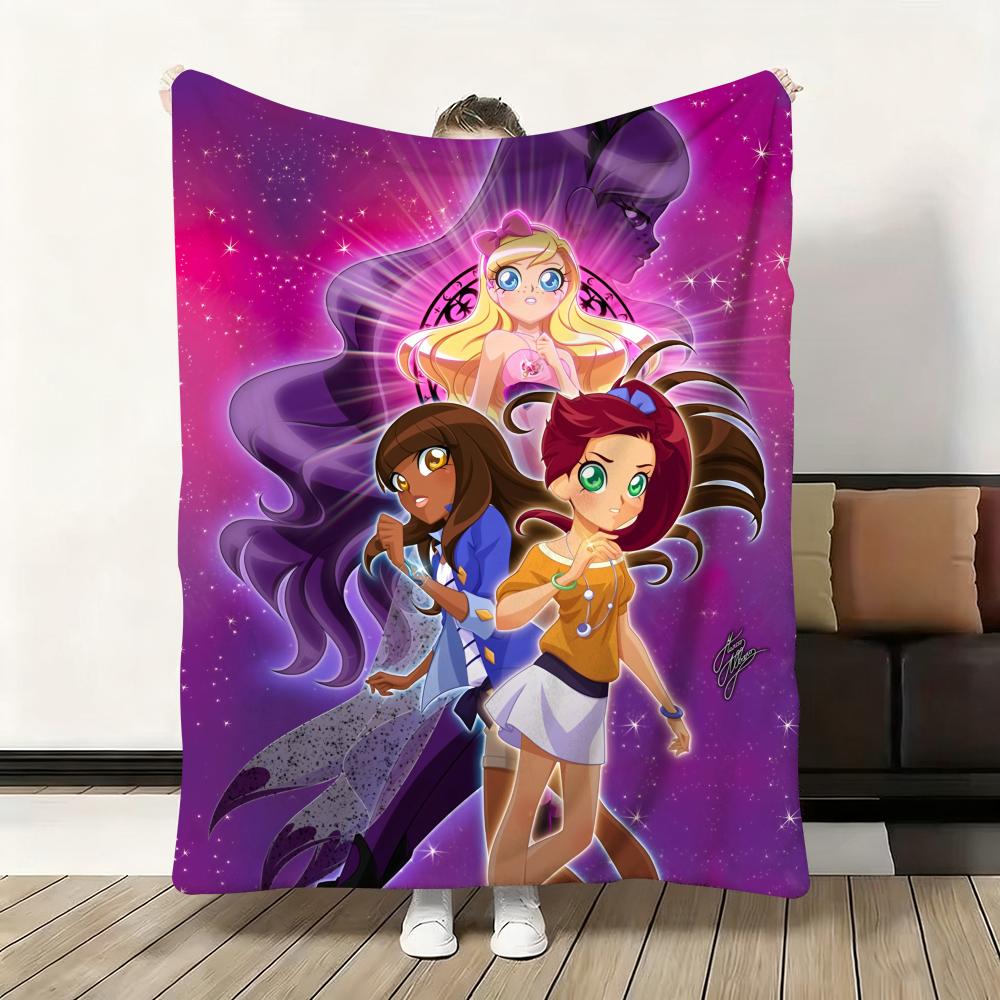 Süßer Cartoon L-LoliRock Wurf Weiche Flanelldecke Warm Knie Hautfreundlich Überwurf für Sofa Büro Bett Reisen Winter Übergröße