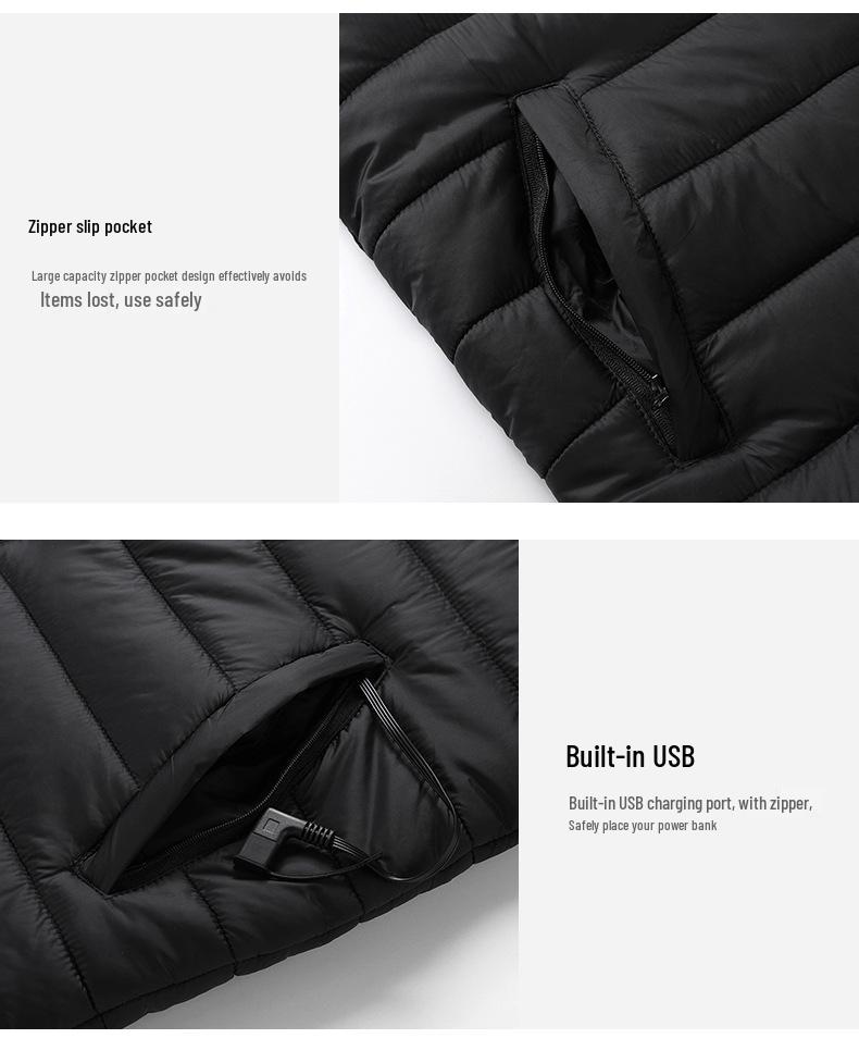 Men's USB Heated V-Neck Cotton Thermal Vest with Smart Temperature Control.