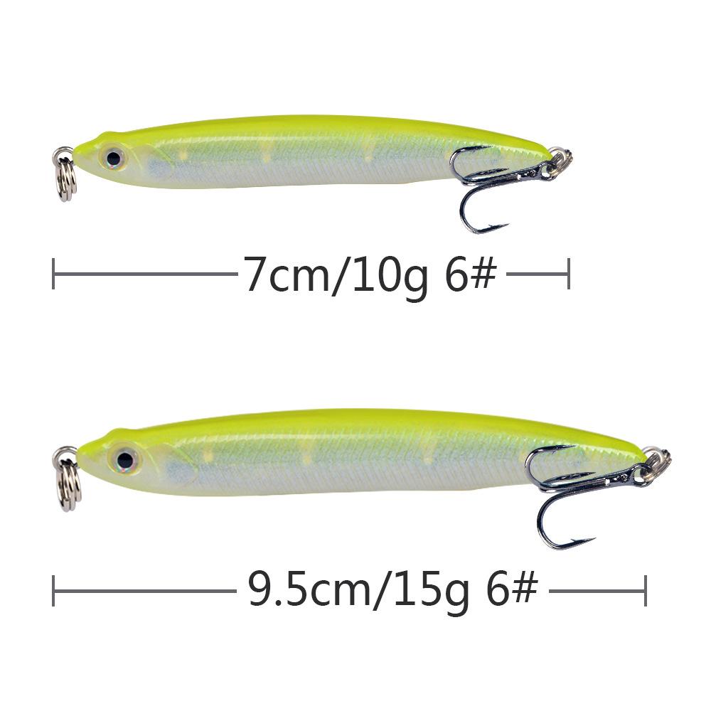 Bullet Head Sinking Pencil Bait Long Casting Lure Fish Shape Hard Bait for Bass Pike Saltwater Freshwater Fishing with 3D Eyes and Sharp Hooks