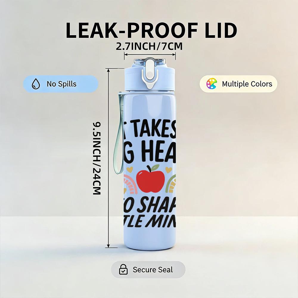 1PC Teacher Inspirational Quote 750ml Color Plastic Sports Water Bottle Leakproof Flip Straw Lid For Sports Office Home Use