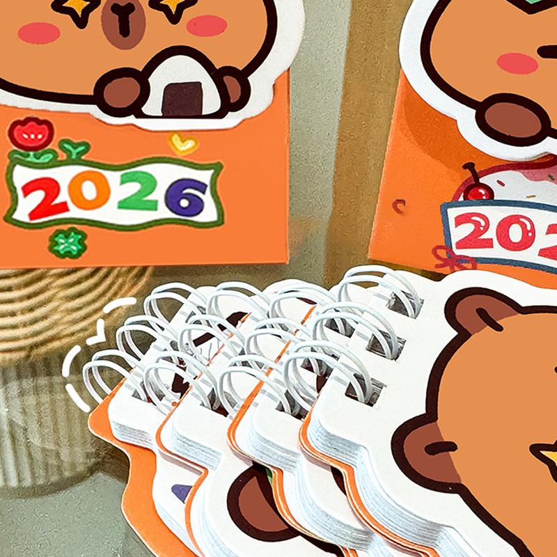 2026 Mini Capybara Desk Calendar Pocket Portable Daily  Calendar Planner Desktop Decoration Office Stationery