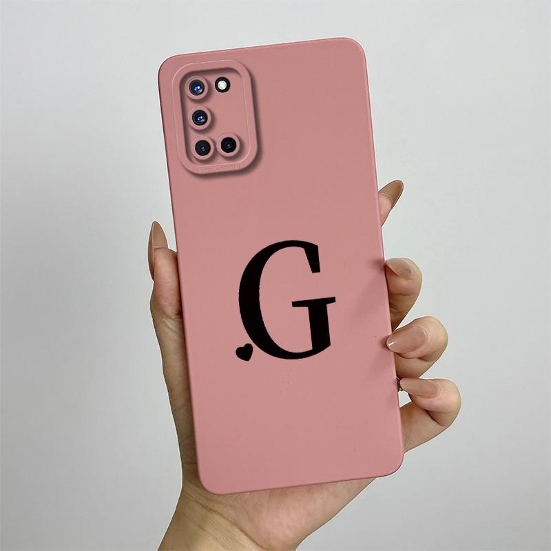 Für OPPO A52 A72 A92 Hülle CPH2061 CPH2067 CPH2059 CPH2069 Handyhülle Niedliche Initialien Quadratisch Stoßfest Silikon Rückseite