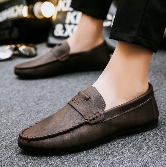 Spring Summer Men's Flats Shoes Men's Young Casual Leather Shoes Soft Soles Social Young Men's Loafers Chaussure Homme M915